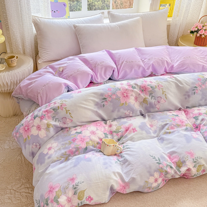 91家纺网 家纺一手货源 找家纺 禧安居 2025新款高支高密活性印染全棉被套单被套（支持定制尺寸）蝶恋花