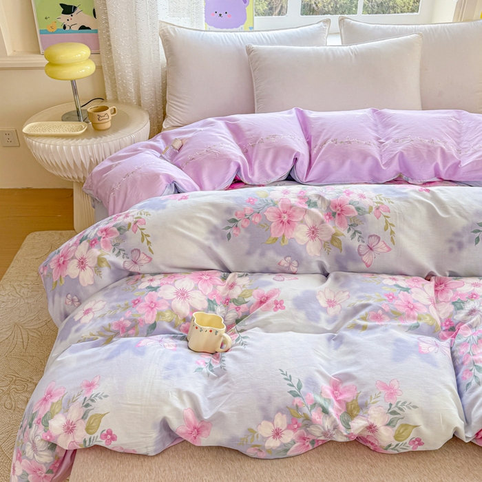 91家纺网 家纺一手货源 找家纺 禧安居 2025新款高支高密活性印染全棉被套单被套（支持定制尺寸）蝶恋花