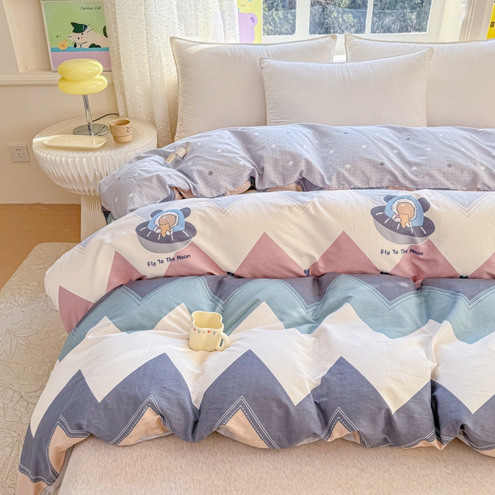 91家纺网 家纺一手货源 找家纺 禧安居 2025新款高支高密活性印染全棉被套单被套（支持定制尺寸）几何飞船