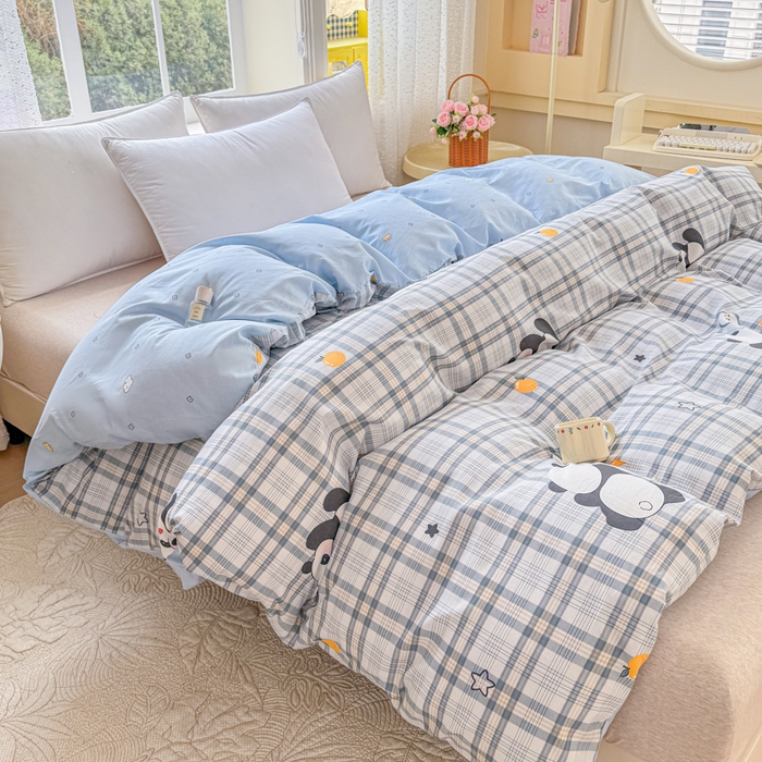 91家纺网 家纺一手货源 找家纺 禧安居 2025新款高支高密活性印染全棉被套单被套（支持定制尺寸）熊猫美梦