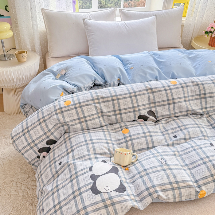 91家纺网 家纺一手货源 找家纺 禧安居 2025新款高支高密活性印染全棉被套单被套（支持定制尺寸）熊猫美梦