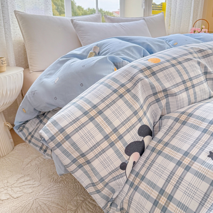 91家纺网 家纺一手货源 找家纺 禧安居 2025新款高支高密活性印染全棉被套单被套（支持定制尺寸）熊猫美梦