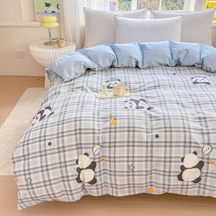 91家纺网 家纺一手货源 找家纺 禧安居 2025新款高支高密活性印染全棉被套单被套（支持定制尺寸）熊猫美梦