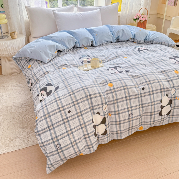 91家纺网 家纺一手货源 找家纺 禧安居 2025新款高支高密活性印染全棉被套单被套（支持定制尺寸）熊猫美梦