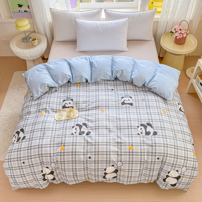 91家纺网 家纺一手货源 找家纺 禧安居 2025新款高支高密活性印染全棉被套单被套（支持定制尺寸）熊猫美梦