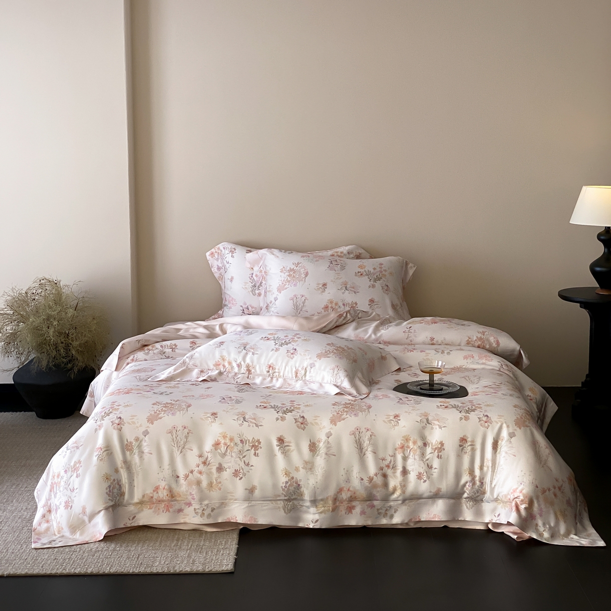 91家纺网 家纺一手货源 找家纺 云栖家居 2026新款春夏60支兰精天丝四件套-初夏 初夏-粉