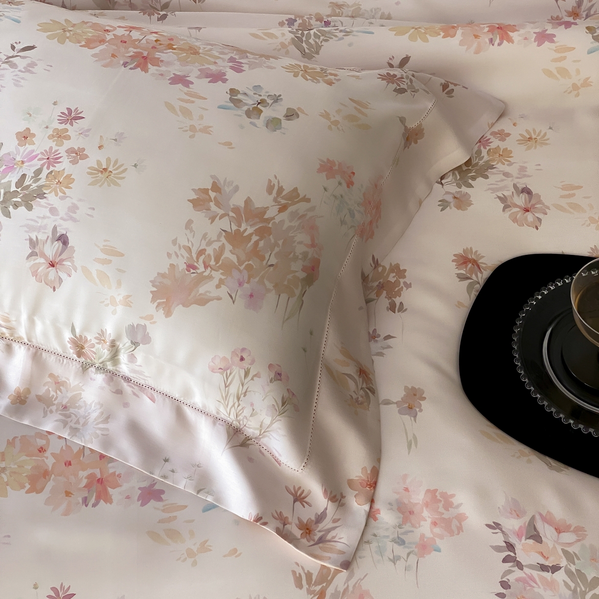 91家纺网 家纺一手货源 找家纺 云栖家居 2026新款春夏60支兰精天丝四件套-初夏 初夏-粉