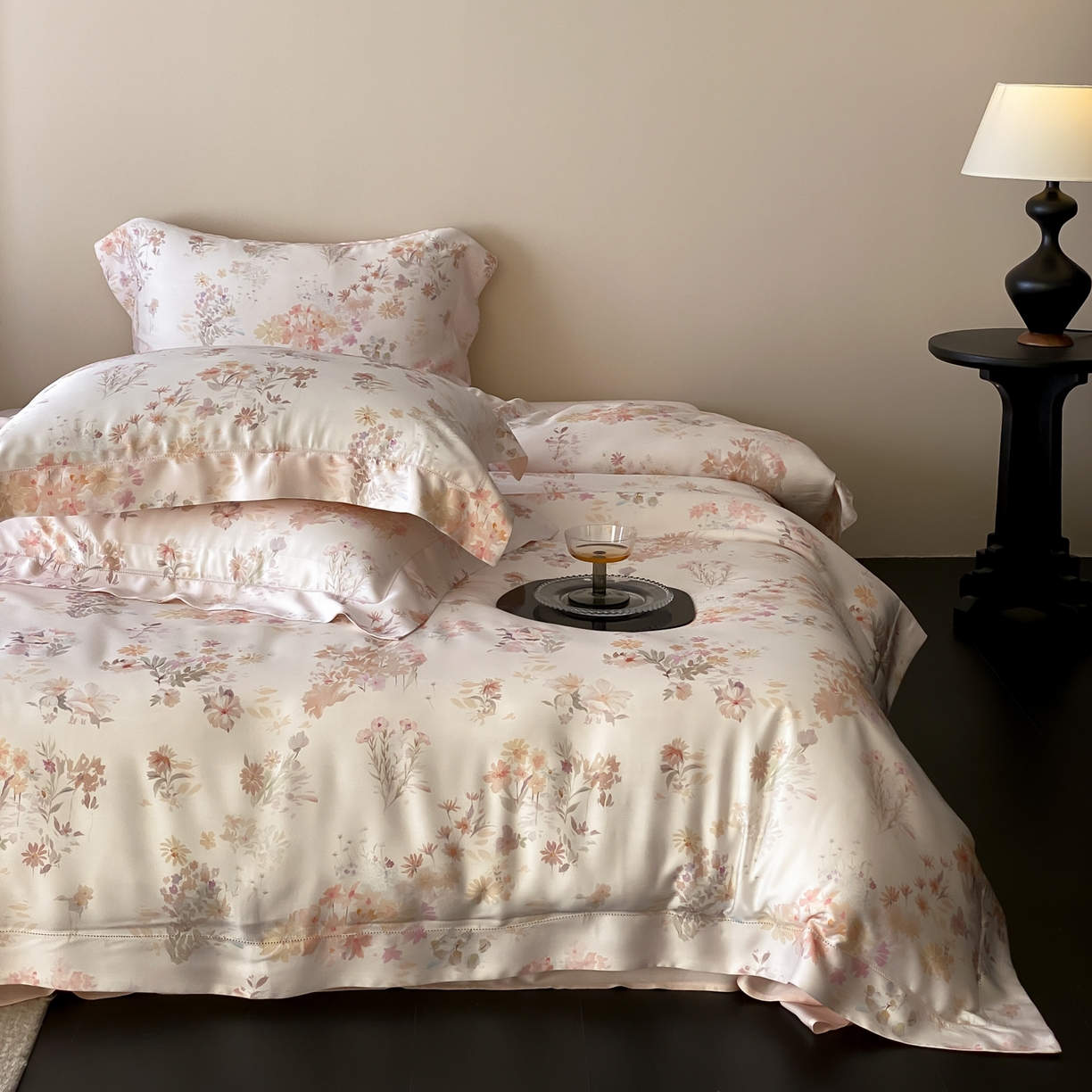 91家纺网 家纺一手货源 找家纺 云栖家居 2026新款春夏60支兰精天丝四件套-初夏 初夏-粉