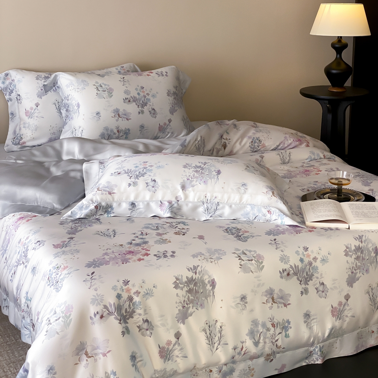 91家纺网 家纺一手货源 找家纺 云栖家居 2026新款春夏60支兰精天丝四件套-初夏 初夏-蓝