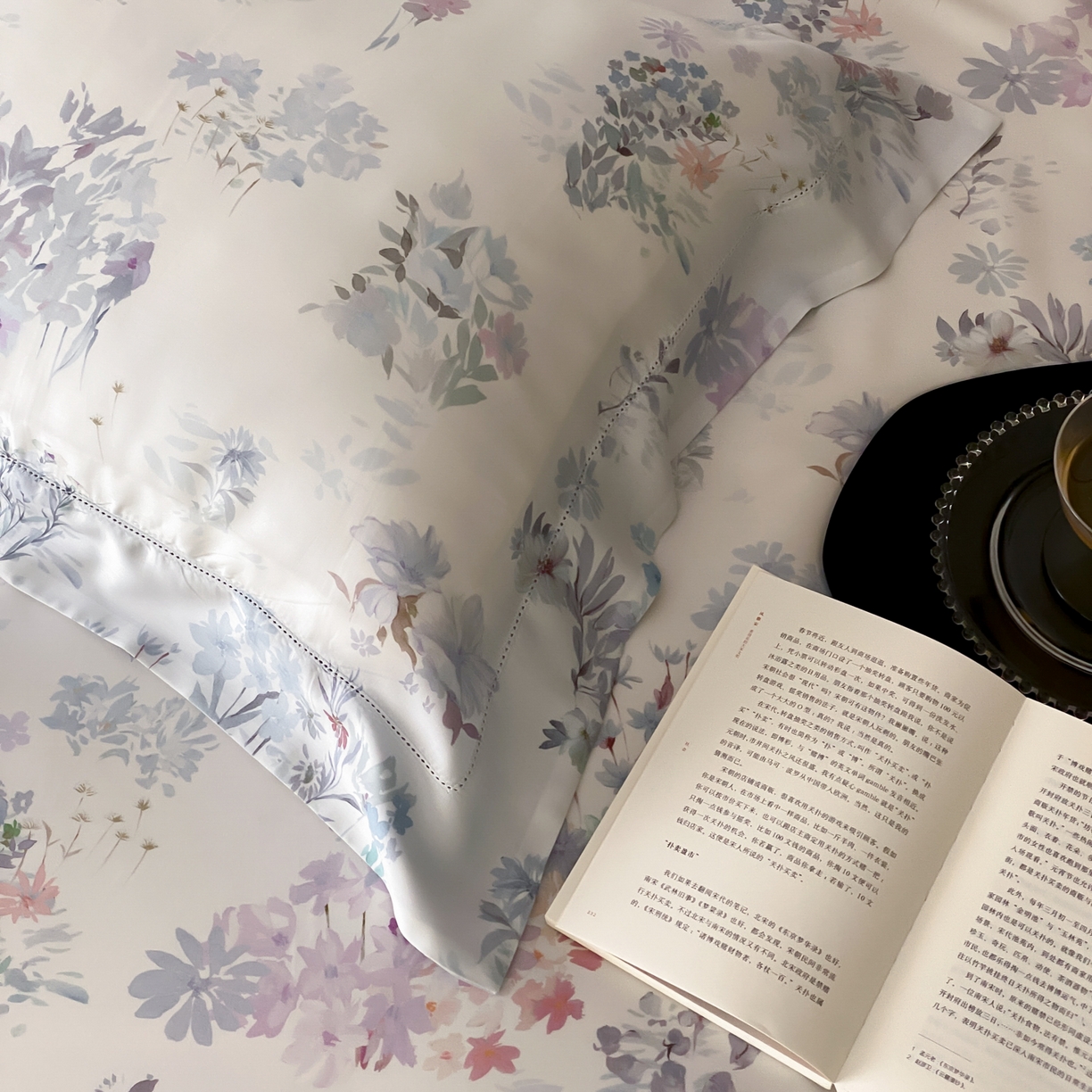 91家纺网 家纺一手货源 找家纺 云栖家居 2026新款春夏60支兰精天丝四件套-初夏 初夏-蓝