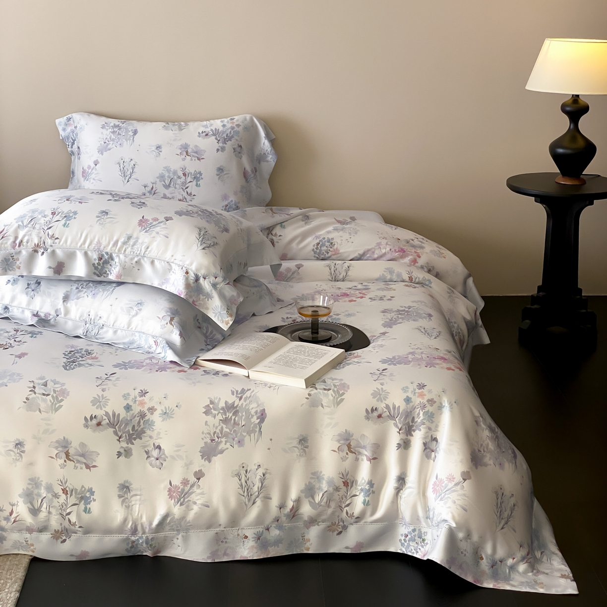 91家纺网 家纺一手货源 找家纺 云栖家居 2026新款春夏60支兰精天丝四件套-初夏 初夏-蓝