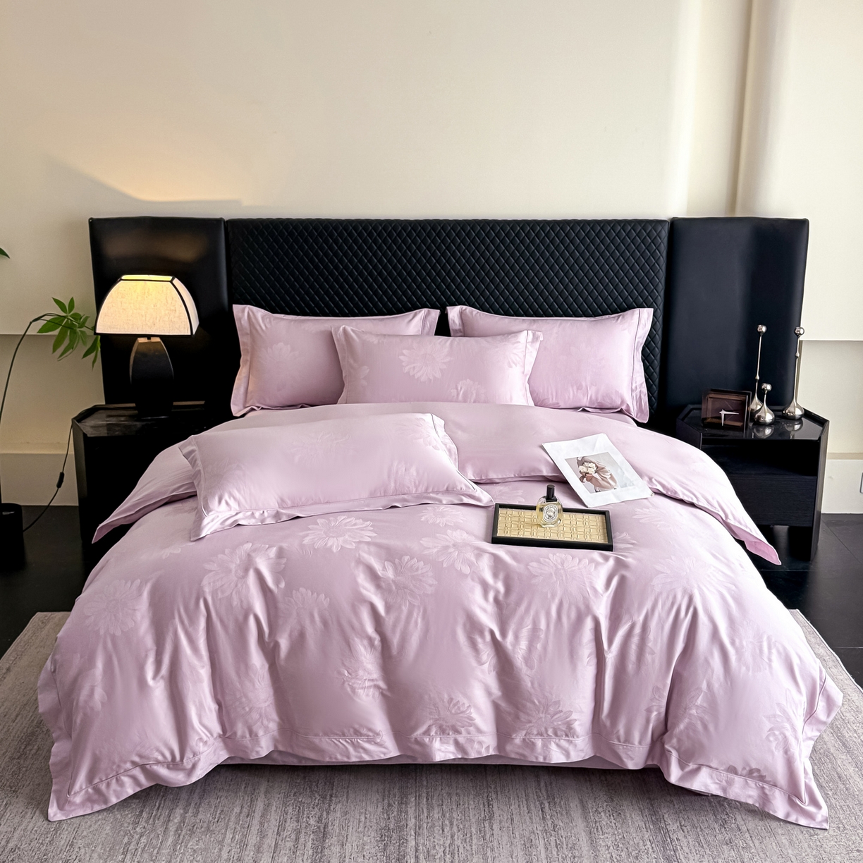 91家纺网 家纺一手货源 找家纺 （总）森林雨 【翡-鎏光】2026高端双股50S新疆长绒棉提花埋绳工艺款四件套