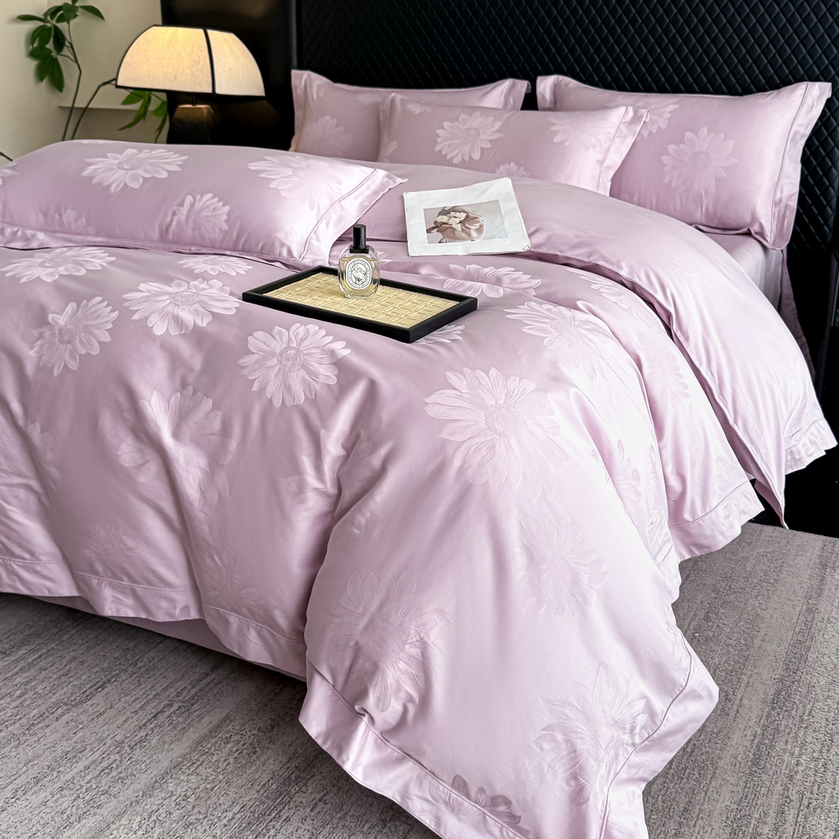 91家纺网 家纺一手货源 找家纺 （总）森林雨 【翡-鎏光】2026高端双股50S新疆长绒棉提花埋绳工艺款四件套