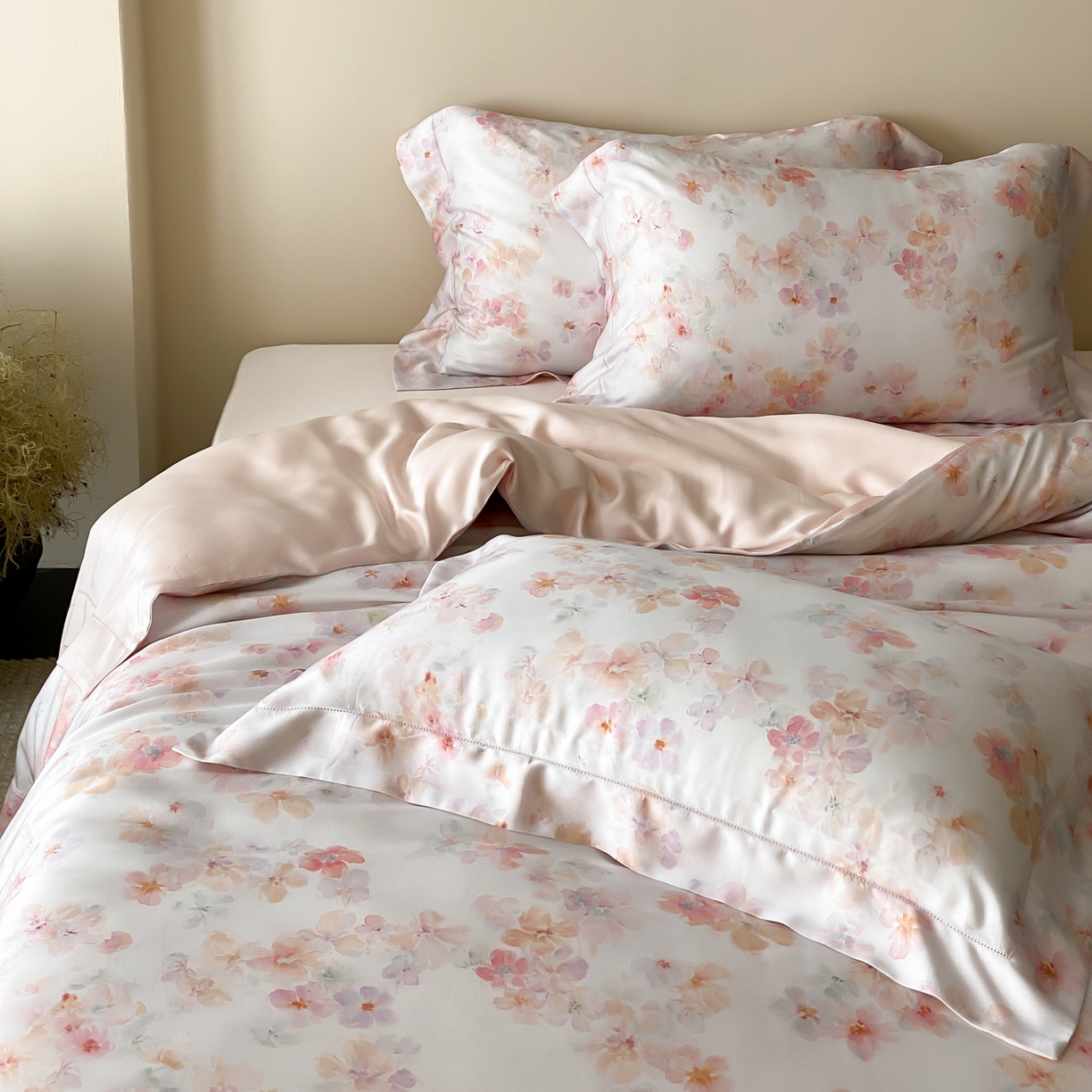 91家纺网 家纺一手货源 找家纺 云栖家居 2026新款春夏60支兰精天丝四件套-夏季 夏季-粉