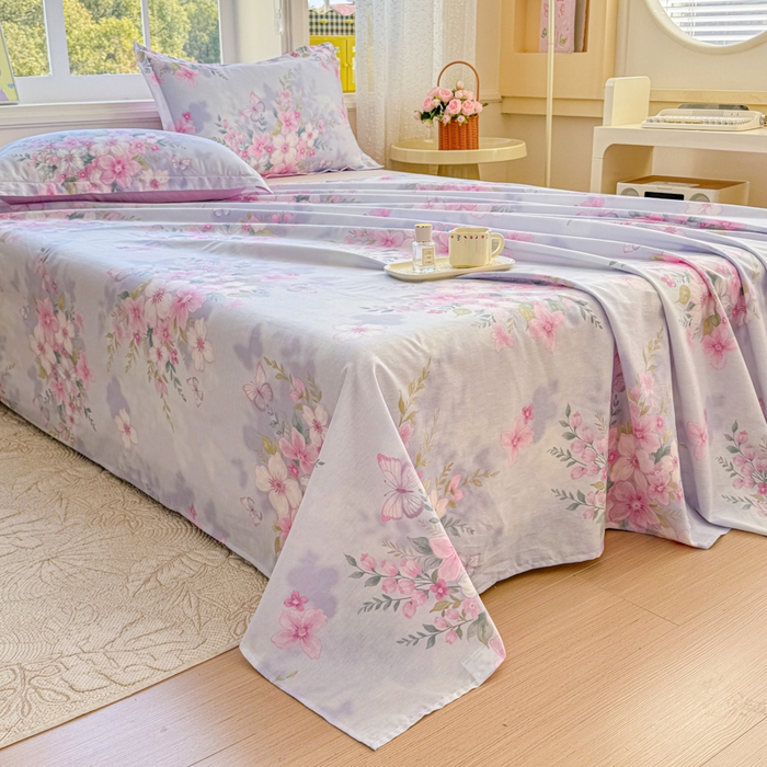 91家纺网 家纺一手货源 找家纺 禧安居 2025新款高支高密活性印染全棉印花床单单床单（支持定制尺寸）（支持定制尺寸）蝶恋花