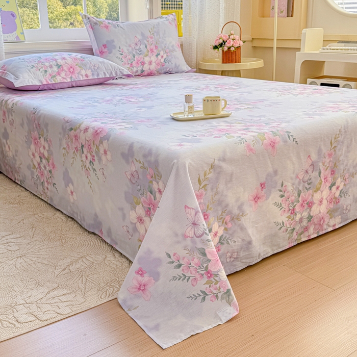 91家纺网 家纺一手货源 找家纺 禧安居 2025新款高支高密活性印染全棉印花床单单床单（支持定制尺寸）（支持定制尺寸）蝶恋花