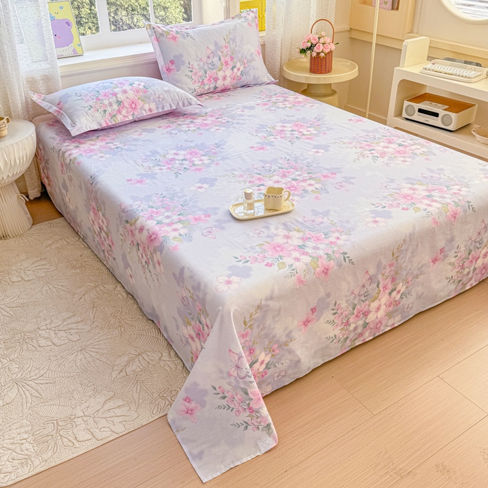 91家纺网 家纺一手货源 找家纺 禧安居 2025新款高支高密活性印染全棉印花床单单床单（支持定制尺寸）（支持定制尺寸）蝶恋花