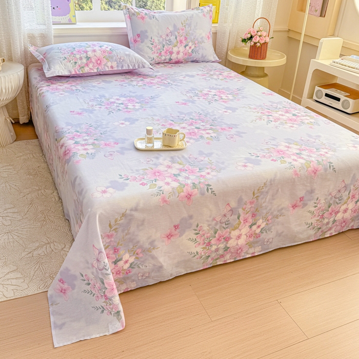 91家纺网 家纺一手货源 找家纺 禧安居 2025新款高支高密活性印染全棉印花床单单床单（支持定制尺寸）（支持定制尺寸）蝶恋花