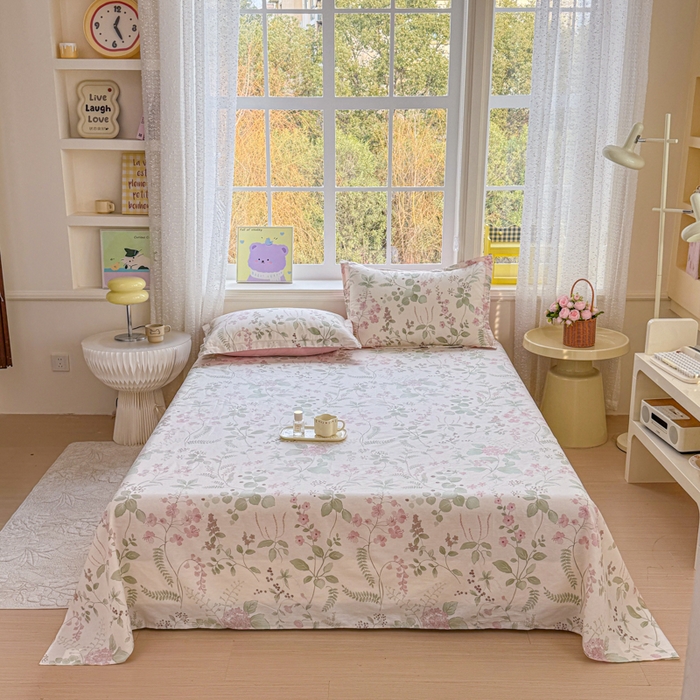 禧安居 2025新款高支高密活性印染全棉印花床单单床单（支持定制尺寸）（支持定制尺寸）花春城