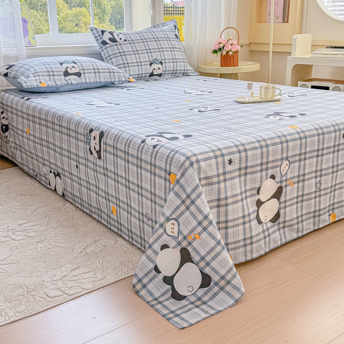 91家纺网 家纺一手货源 找家纺 禧安居 2025新款高支高密活性印染全棉印花床单单床单（支持定制尺寸）（支持定制尺寸）熊猫美梦