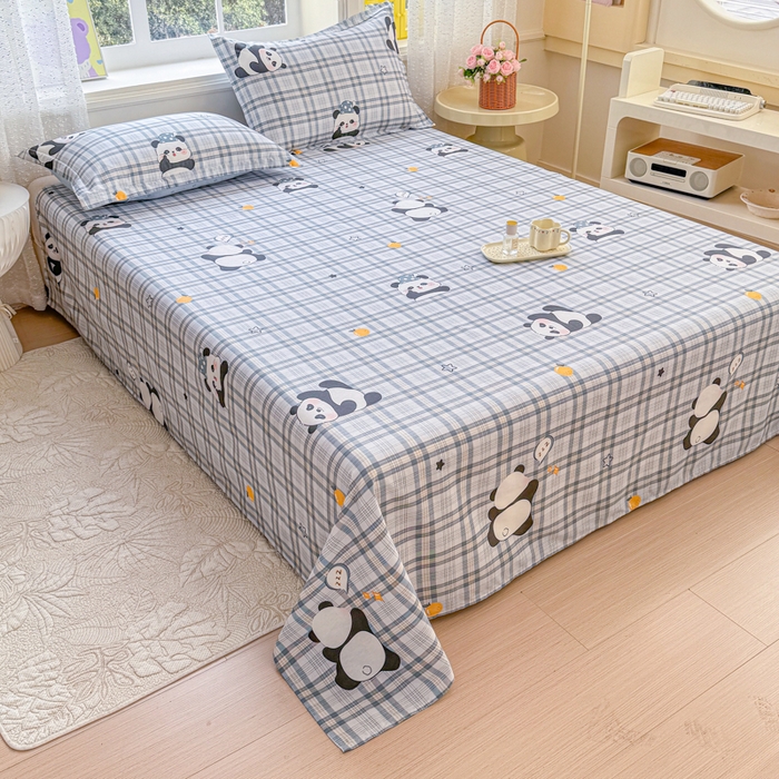 91家纺网 家纺一手货源 找家纺 禧安居 2025新款高支高密活性印染全棉印花床单单床单（支持定制尺寸）（支持定制尺寸）熊猫美梦