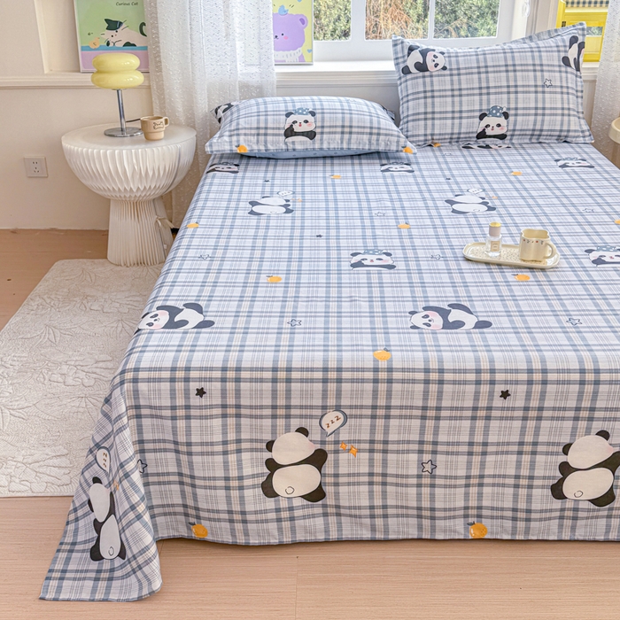 91家纺网 家纺一手货源 找家纺 禧安居 2025新款高支高密活性印染全棉印花床单单床单（支持定制尺寸）（支持定制尺寸）熊猫美梦