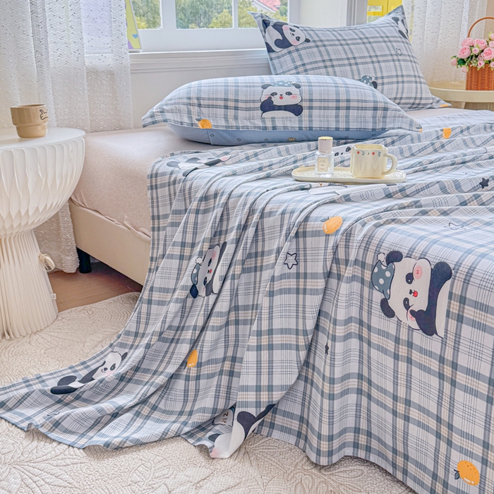 91家纺网 家纺一手货源 找家纺 禧安居 2025新款高支高密活性印染全棉印花床单单床单（支持定制尺寸）（支持定制尺寸）熊猫美梦