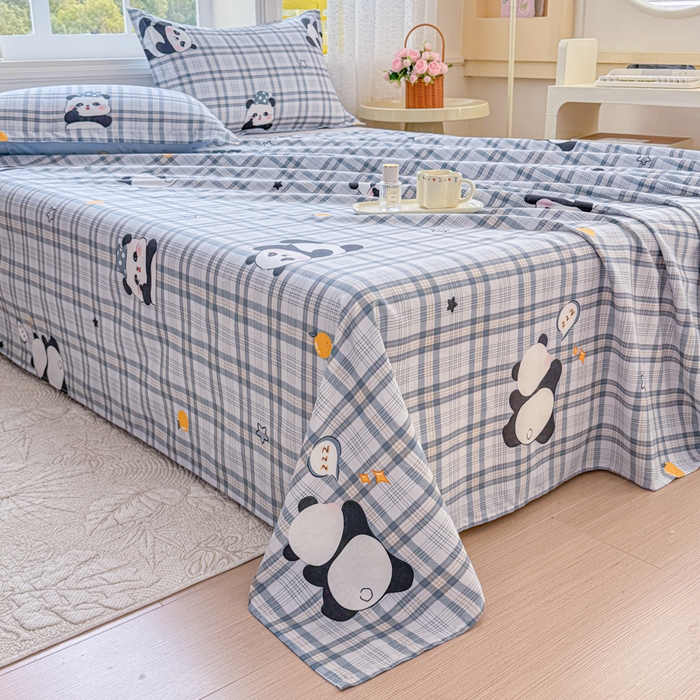 91家纺网 家纺一手货源 找家纺 禧安居 2025新款高支高密活性印染全棉印花床单单床单（支持定制尺寸）（支持定制尺寸）熊猫美梦