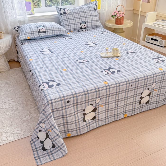 91家纺网 家纺一手货源 找家纺 禧安居 2025新款高支高密活性印染全棉印花床单单床单（支持定制尺寸）（支持定制尺寸）熊猫美梦