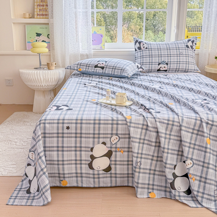 91家纺网 家纺一手货源 找家纺 禧安居 2025新款高支高密活性印染全棉印花床单单床单（支持定制尺寸）（支持定制尺寸）熊猫美梦