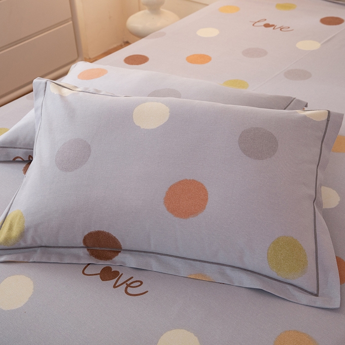 91家纺网 家纺一手货源 找家纺 磨毛世家家纺 2026新款铂金磨毛纯棉加厚全棉磨毛四件套 波点-灰