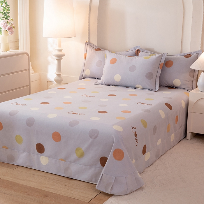 91家纺网 家纺一手货源 找家纺 磨毛世家家纺 2026新款铂金磨毛纯棉加厚全棉磨毛四件套 波点-灰