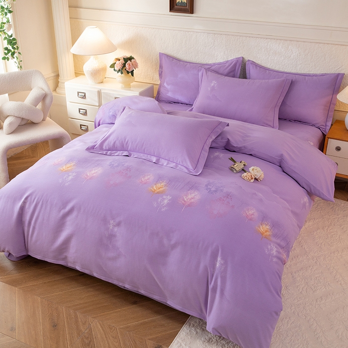 91家纺网 家纺一手货源 找家纺 磨毛世家家纺 2026新款铂金磨毛纯棉加厚全棉磨毛四件套 城南往事-紫