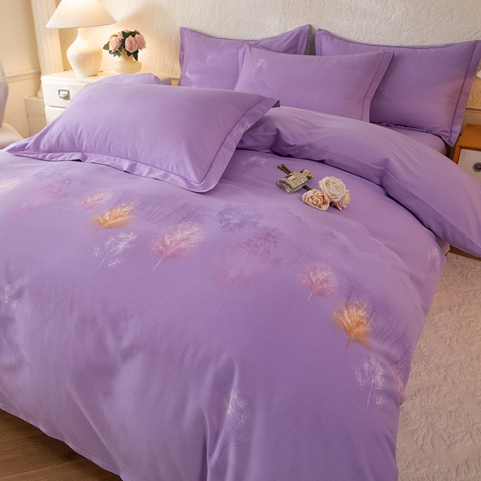 91家纺网 家纺一手货源 找家纺 磨毛世家家纺 2026新款铂金磨毛纯棉加厚全棉磨毛四件套 城南往事-紫