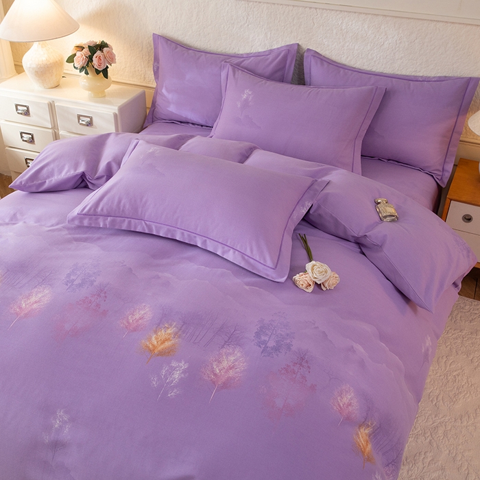 91家纺网 家纺一手货源 找家纺 磨毛世家家纺 2026新款铂金磨毛纯棉加厚全棉磨毛四件套 城南往事-紫