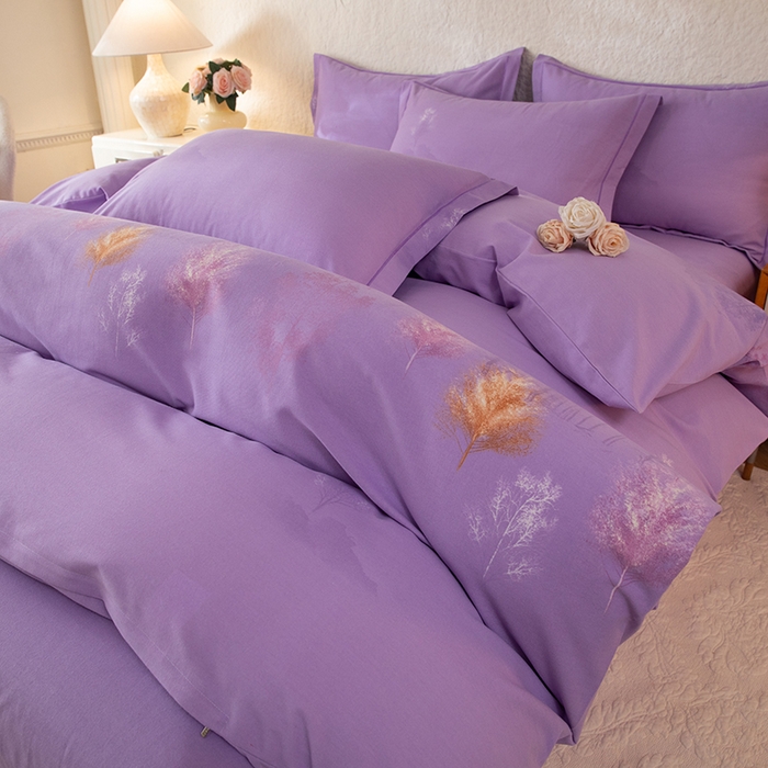 91家纺网 家纺一手货源 找家纺 磨毛世家家纺 2026新款铂金磨毛纯棉加厚全棉磨毛四件套 城南往事-紫