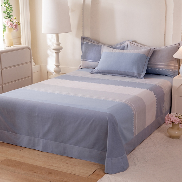 91家纺网 家纺一手货源 找家纺 磨毛世家家纺 2026新款铂金磨毛纯棉加厚全棉磨毛四件套 哥伦比亚-蓝