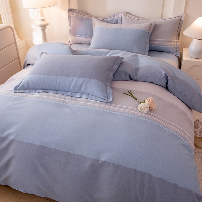 91家纺网 家纺一手货源 找家纺 磨毛世家家纺 2026新款铂金磨毛纯棉加厚全棉磨毛四件套 哥伦比亚-蓝