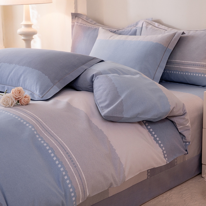 91家纺网 家纺一手货源 找家纺 磨毛世家家纺 2026新款铂金磨毛纯棉加厚全棉磨毛四件套 哥伦比亚-蓝