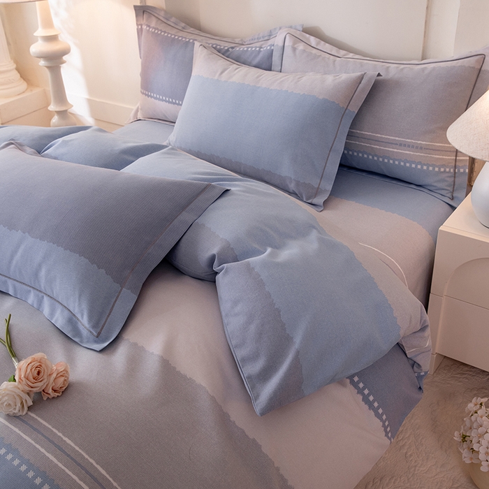 91家纺网 家纺一手货源 找家纺 磨毛世家家纺 2026新款铂金磨毛纯棉加厚全棉磨毛四件套 哥伦比亚-蓝