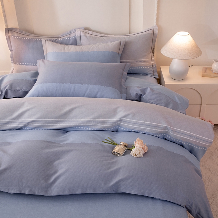 91家纺网 家纺一手货源 找家纺 磨毛世家家纺 2026新款铂金磨毛纯棉加厚全棉磨毛四件套 哥伦比亚-蓝