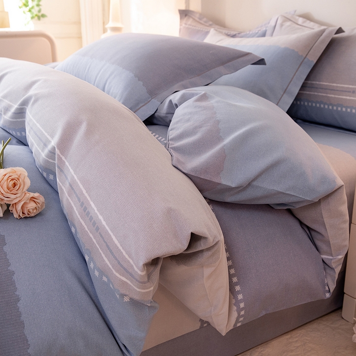 91家纺网 家纺一手货源 找家纺 磨毛世家家纺 2026新款铂金磨毛纯棉加厚全棉磨毛四件套 哥伦比亚-蓝