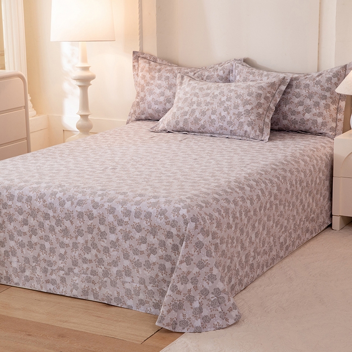 91家纺网 家纺一手货源 找家纺 磨毛世家家纺 2026新款铂金磨毛纯棉加厚全棉磨毛四件套 花团锦簇-灰