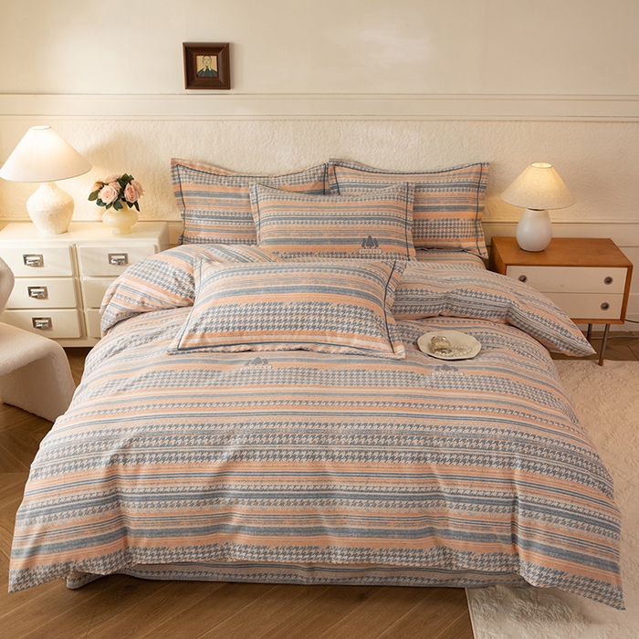 磨毛世家家纺 2026新款铂金磨毛纯棉加厚全棉磨毛四件套 华丽之都-桔