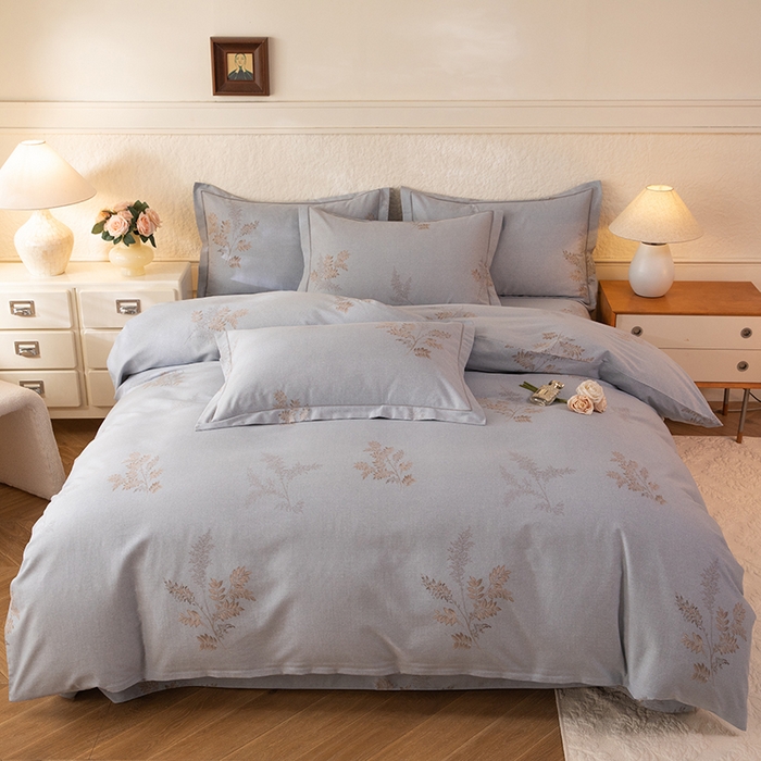 磨毛世家家纺 2026新款铂金磨毛纯棉加厚全棉磨毛四件套 静初-灰