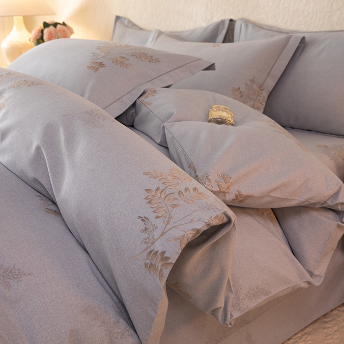 91家纺网 家纺一手货源 找家纺 磨毛世家家纺 2026新款铂金磨毛纯棉加厚全棉磨毛四件套 静初-灰