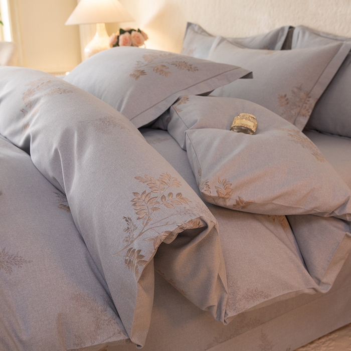 91家纺网 家纺一手货源 找家纺 磨毛世家家纺 2026新款铂金磨毛纯棉加厚全棉磨毛四件套 静初-灰