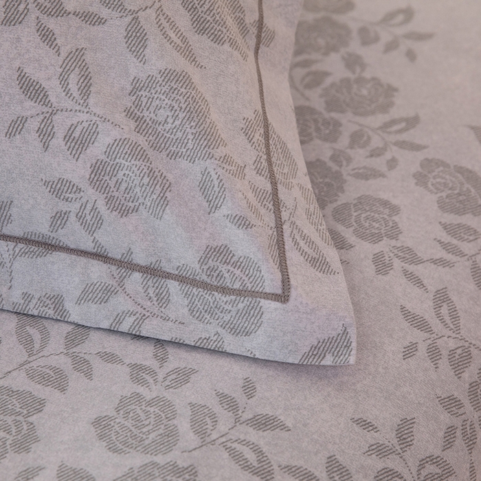 91家纺网 家纺一手货源 找家纺 磨毛世家家纺 2026新款铂金磨毛纯棉加厚全棉磨毛四件套 玫瑰之心-灰