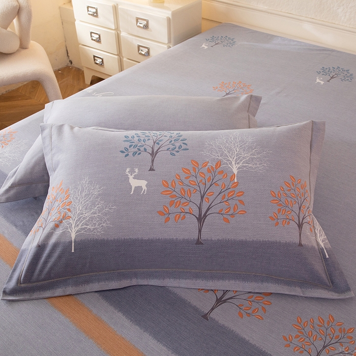 91家纺网 家纺一手货源 找家纺 磨毛世家家纺 2026新款铂金磨毛纯棉加厚全棉磨毛四件套 上林春色-蓝