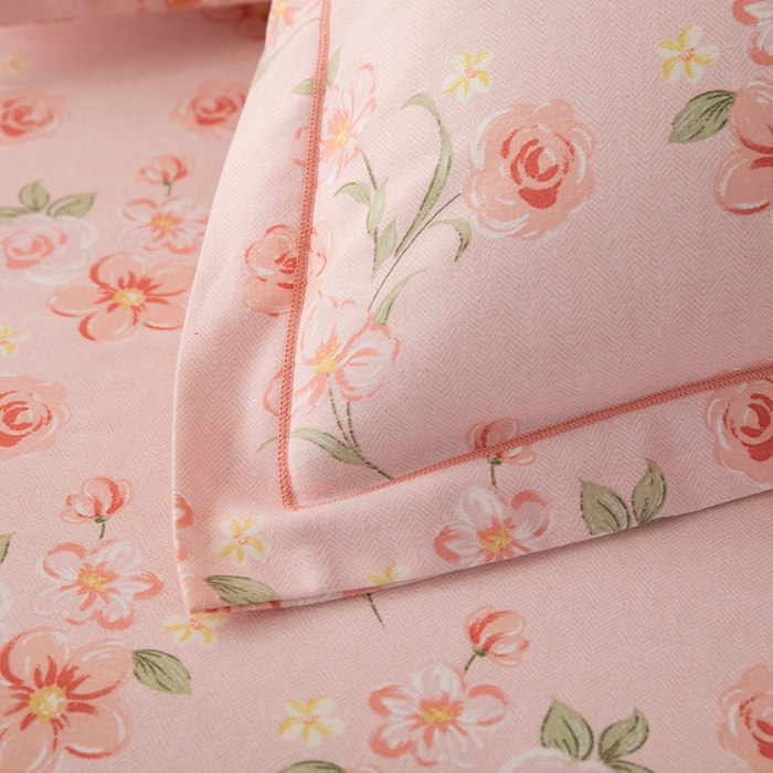 91家纺网 家纺一手货源 找家纺 磨毛世家家纺 2026新款铂金磨毛纯棉加厚全棉磨毛四件套 香雪海-粉